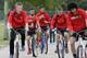 Belgian players ride bicycles as they leave at the end of a training session in Mogi Das Cruzes, Brazil, Thursday, June 19, 2014. Belgium play in group H of the 2014 soccer World Cup. (AP Photo/Andrew Medichini)