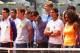 MADRID, SPAIN - MAY 05: Tennis players including Novak Djokovic, Andy Murray, Roger Federer, Rafael Nadal and Serena Williams arrive on court to observe a moment of silence for Brad Drewett during day two of the Mutua Madrid Open tennis tournament at the Caja Magica on May 5, 2013 in Madrid, Spain. He was a former tour player who led the ATP as executive chairman and president since January 2012, died Friday after a battle with motor neurone disease. He was 54. (Photo by Julian Finney/Getty Images)