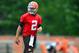 Jun 12, 2014; Berea, OH, USA; Cleveland Browns quarterback Johnny Manziel (2) during minicamp at Browns training facility. Mandatory Credit: Andrew Weber-USA TODAY Sports