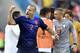 Netherlands' Ron Vlaar celebrates after the group B World Cup soccer match between Australia and the Netherlands at the Estadio Beira-Rio in Porto Alegre, Brazil, Wednesday, June 18, 2014. The Netherlands won the match 3-2. (AP Photo/Martin Meissner)