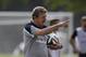 England national soccer team head coach Roy Hodgson points during a squad training session for the 2014 soccer World Cup at the Urca military base in Rio de Janeiro, Brazil, Saturday, June 21, 2014. Costa Rica's surprise 1-0 win over Italy on Friday meant that England made its most humiliating exit from a World Cup since 1958, following consecutive defeats by the Italians and then Uruguay in Group D. England play Costa Rica in their final Group D match on Tuesday. (AP Photo/Matt Dunham)