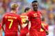 RIO DE JANEIRO, BRAZIL - JUNE 22: Divock Origi of Belgium (right) celebrates scoring his team's first goal with Kevin De Bruyne during the 2014 FIFA World Cup Brazil Group H match between Belgium and Russia at Maracana on June 22, 2014 in Rio de Janeiro, Brazil. (Photo by Jamie Squire/Getty Images)