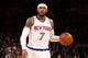 NEW YORK, NY - APRIL 4: Carmelo Anthony #7 of the New York Knicks handles the ball against the Washington Wizards during a game at Madison Square Garden in New York City. NOTE TO USER: User expressly acknowledges and agrees that, by downloading and or using this photograph, User is consenting to the terms and conditions of the Getty Images License Agreement. Mandatory Copyright Notice: Copyright 2014 NBAE (Photo by Nathaniel S. Butler/NBAE via Getty Images)
