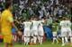 Algerian players celebrate after Yacine Brahimi scored his side's fourth goal during the group H World Cup soccer match between South Korea and Algeria at the Estadio Beira-Rio in Porto Alegre, Brazil, Sunday, June 22, 2014. (AP Photo/Fernando Vergara)
