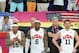 LONDON, ENGLAND - AUGUST 12: Chris Paul #13, Carmelo Anthony #15, LeBron James #6, Kevin Love #11, Kobe Bryant #10 and Kevin Durant #5 of the US Men's Senior National Team celebrates against Spain during their Men's Gold Medal Basketball Game on Day 16 of the London 2012 Olympic Games at the North Greenwich Arena on August 12, 2012 in London, England. NOTE TO USER: User expressly acknowledges and agrees that, by downloading and/or using this Photograph, user is consenting to the terms and conditions of the Getty Images License Agreement. Mandatory Copyright Notice: Copyright 2012 NBAE (Photo by Garrett W. Ellwood/NBAE via Getty Images)