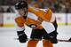 Philadelphia Flyers' Vincent Lecavalier in action during an NHL hockey game against the Columbus Blue Jackets, Thursday, April 3, 2014, in Philadelphia. (AP Photo/Matt Slocum)