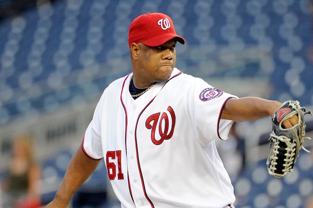 Livan Hernandez Throws Batting Practice for the Nationals