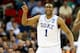 RALEIGH, NC - MARCH 21: Jabari Parker #1 of the Duke Blue Devils reacts in the second half against the Mercer Bears in the second round of the 2014 NCAA Men's Basketball Tournament at PNC Arena on March 21, 2014 in Raleigh, North Carolina. (Photo by Streeter Lecka/Getty Images)