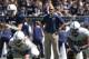 James Franklin observes his team during spring scrimmage.