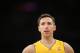 Los Angeles Lakers guard Steve Nash stands on the court against the Portland Trail Blazers during the first half of an NBA basketball game in Los Angeles, Tuesday, April 1, 2014. (AP Photo/Danny Moloshok)