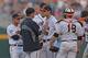 Omaha, NE - JUNE 23: Head coach Brian O'Connor (C) of the Virginia Cavaliers takes out pitcher Nathan Kirby #19 in the third inning against the Vanderbilt Commodores during game one of the College World Series Championship on June 23, 2014 at TD Ameritrade Park in Omaha, Nebraska. (Photo by Peter Aiken/Getty Images)