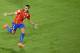 Chile's Alexis Sanchez celebrates after scoring during the group B World Cup soccer match between Chile and Australia in the Arena Pantanal in Cuiaba, Brazil, Friday, June 13, 2014. (AP Photo/Michael Sohn)