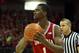 Feb 25, 2014; Madison, WI, USA; Indiana Hoosiers forward Noah Vonleh (1) looks to pass during the game with the Wisconsin Badgers at the Kohl Center. Wisconsin defeated Indiana 69-58. Mandatory Credit: Mary Langenfeld-USA TODAY Sports