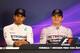 SPIELBERG, AUSTRIA - JUNE 22: Nico Rosberg (R) of Germany and Mercedes GP smiles as he sits next to Lewis Hamilton of Great Britain and Mercedes GP in a press conference following his victory in the Austrian Formula One Grand Prix at Red Bull Ring on June 22, 2014 in Spielberg, Austria. (Photo by Mathias Kniepeiss/Getty Images)