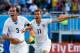 NATAL, BRAZIL - JUNE 24: Diego Godin of Uruguay (L) celebrates scoring his team's first goal during the 2014 FIFA World Cup Brazil Group D match between Italy and Uruguay at Estadio das Dunas on June 24, 2014 in Natal, Brazil. (Photo by Clive Rose/Getty Images)