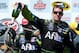 SONOMA, CA - JUNE 22: Carl Edwards, driver of the #99 Aflac Ford, celebrates in victory lane after winning the NASCAR Sprint Cup Series Toyota/Save Mart 350 at Sonoma Raceway on June 22, 2014 in Sonoma, California. (Photo by Robert Laberge/Getty Images)