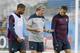 England's manager Roy Hodgson, center, speaks to defenders Glen John, left, and Phil Jagielka away from the rest of the squad during an official training session the day before the group D World Cup soccer match between Costa Rica and England at the Mineirao Stadium in Belo Horizonte, Brazil, Monday, June 23, 2014. (AP Photo/Matt Dunham)
