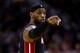 SAN ANTONIO, TX - JUNE 15: LeBron James #6 of the Miami Heat calls a play against the San Antonio Spurs during Game Five of the 2014 NBA Finals at the AT&T Center on June 15, 2014 in San Antonio, Texas. NOTE TO USER: User expressly acknowledges and agrees that, by downloading and or using this photograph, User is consenting to the terms and conditions of the Getty Images License Agreement. (Photo by Andy Lyons/Getty Images)