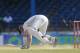 New Zealand batsman Kane Williamson fall on the ground a shot played during the second innings on the third day of their second cricket Test matchagainst West Indies in Port of Spain, Trinidad, Wednesday, June 18, 2014. (AP Photo/Arnulfo Franco)