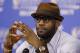 Miami Heat forward LeBron James (6) listens to a questions during the post-game news conference following Game 6 in the NBA basketball playoffs Eastern Conference finals, Saturday, May 31, 2014, in Miami.The Miami Heat defeated the Indiana Pacers 117-92 to advance to the NBA finals. (AP Photo/Lynne Sladky)