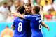 SALVADOR, BRAZIL - JUNE 25: Edin Dzeko of Bosnia and Herzegovina (center) celebrates scoring his team's first goal during the 2014 FIFA World Cup Brazil Group F match between Bosnia and Herzegovina and Iran at Arena Fonte Nova on June 25, 2014 in Salvador, Brazil. (Photo by Jamie McDonald/Getty Images)