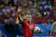 Switzerland's Xherdan Shaqiri salutes as he carries the ball after scoring a hat-trick during the group E World Cup soccer match between Honduras and Switzerland at the Arena da Amazonia in Manaus, Brazil, Wednesday, June 25, 2014. Switzerland won 3-0.(AP Photo/Felipe Dana)