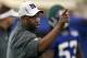 New York Giants defensive coordinator Perry Fewell instructs players during NFL football practice in East Rutherford, N.J., Thursday, June 14, 2012. (AP Photo/Mel Evans)