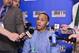 NEW YORK - JUNE 25: NBA Draft Prospect Shabazz Napier, speaks to the media during media availability as part of the 2014 NBA Draft on June 25, 2014 at the Westin Times Square in New York City. NOTE TO USER: User expressly acknowledges and agrees that, by downloading and/or using this photograph, user is consenting to the terms and conditions of the Getty Images License Agreement. Mandatory Copyright Notice: Copyright 2013 NBAE (Photo by David Dow/NBAE via Getty Images)