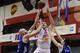 In this photo provided by basketball club Cedevita, Jusuf Nurkic, center, shoots during a basketball game in Zagreb, Croatia. Nurkic is a possible pick in the 2014 NBA Draft, Thursday, June 26, 2014 in New York. (AP Photo/Cedevita)
