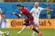 Portugal's Cristiano Ronaldo is tripped up by United States' Michael Bradley during the group G World Cup soccer match between the United States and Portugal at the Arena da Amazonia in Manaus, Brazil, Sunday, June 22, 2014. (AP Photo/Julio Cortez)