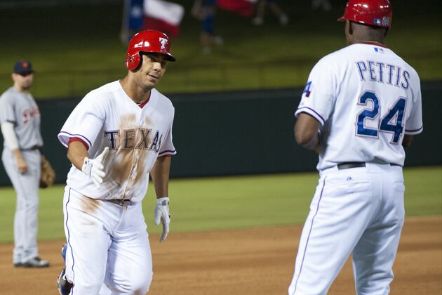 Carlos Peña Hits Home Run into Brisket