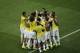 Brazil's Fernandinho celebrates with teammates scoring his side's 5th goal during the group A World Cup soccer match between Cameroon and Brazil at the Estadio Nacional in Brasilia, Brazil, Monday, June 23, 2014. (AP Photo/Christophe Ena)