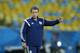 Bosnia's head coach Sabet Susic talks to players during a training session at the Maracana Stadium in Rio de Janeiro, Brazil, Saturday, June, 14, 2014. Bosnia-Herzegovina will face Argentina in group F of the 2014 soccer World Cup at the stadium on Sunday. (AP Photo/Victor R. Caivano)