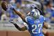 Detroit Lions strong safety Glover Quin (27) breaks up a pass intended for New York Giants wide receiver Rueben Randle during the second quarter of an NFL football game, Sunday, Dec. 22, 2013, in Detroit. (AP Photo/Rick Osentoski)