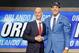 Aaron Gordon of Arizona poses for a photo with NBA Commissioner Adam Silver after being selected fourth overall by the Orlando Magic during the 2014 NBA draft, Thursday, June 26, 2014, in New York. (AP Photo/Jason DeCrow)