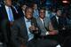 BROOKLYN, NY - JUNE 26: A shot of Giannis Antetokounmpo #22 of the Milwaukee Bucks and his brother and NBA Draft prospect Thanasis Antetokounmpo during the 2014 NBA Draft at the Barclays Center on June 26, 2014 in the Brooklyn borough of New York City. NOTE TO USER: User expressly acknowledges and agrees that, by downloading and/or using this photograph, user is consenting to the terms and conditions of the Getty Images License Agreement. Mandatory Copyright Notice: Copyright 2014 NBAE (Photo by Joe Murphy/NBAE via Getty Images)