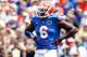 Aug 31, 2013; Gainesville, FL, USA; Florida Gators defensive end Dante Fowler Jr. (6) during the first half against the Toledo Rockets at Ben Hill Griffin Stadium. Mandatory Credit: Kim Klement-USA TODAY Sports