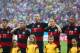 RECIFE, BRAZIL - JUNE 26: (L-R) Thomas Mueller, Toni Kroos, Per Mertesacker, Benedikt Hoewedes and Jerome Boateng of Germany look on during the National Anthem prior to the 2014 FIFA World Cup Brazil group G match between the United States and Germany at Arena Pernambuco on June 26, 2014 in Recife, Brazil. (Photo by Martin Rose/Getty Images)