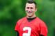 Jun 12, 2014; Berea, OH, USA; Cleveland Browns quarterback Johnny Manziel (2) during minicamp at Browns training facility. Mandatory Credit: Andrew Weber-USA TODAY Sports