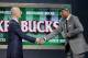 Jabari Parker of Duke is greeted by NBA Commissioner Adam Silver after being selected by the Milwaukee Bucks as the number two overall pick during the 2014 NBA draft, Thursday, June 26, 2014, in New York. (AP Photo/Kathy Willens)