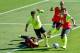 BELO HORIZONTE, BRAZIL - JUNE 27: Goalkeeper Jefferson, Hernane, Neymar and Thiago Silva of Brazil take part during a training session at the Sesc Club on June 27, 2014 in Belo Horizonte, Brazil. (Photo by Buda Mendes/Getty Images)
