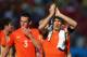 SAO PAULO, BRAZIL - JUNE 23: Arjen Robben (R) and Stefan de Vrij of the Netherlands thank the fans after victory in the 2014 FIFA World Cup Brazil Group B match between the Netherlands and Chile at Arena de Sao Paulo on June 23, 2014 in Sao Paulo, Brazil. (Photo by Dean Mouhtaropoulos/Getty Images)