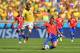 BELO HORIZONTE, BRAZIL - JUNE 28: Neymar of Brazil challenges Arturo Vidal of Chile during the 2014 FIFA World Cup Brazil round of 16 match between Brazil and Chile at Estadio Mineirao on June 28, 2014 in Belo Horizonte, Brazil. (Photo by Buda Mendes/Getty Images)