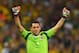 RIO DE JANEIRO, BRAZIL - JUNE 28: David Ospina of Colombia celebrates after his team's first goal during the 2014 FIFA World Cup Brazil round of 16 match between Colombia and Uruguay at Maracana on June 28, 2014 in Rio de Janeiro, Brazil. (Photo by Matthias Hangst/Getty Images)