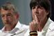 German national soccer team head coach Joachim Loew, right, listens to questions of journalists besides Wolfgang Niersbach, president of German Football Federation (DFB), during a news conference in Santo Andre near Porto Seguro, Brazil, Saturday, June 28, 2014. Germany will face Algeria in their round of 16 match of the 2014 soccer World Cup in Porto Alegro on Monday. (AP Photo/Matthias Schrader)