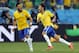 Brazil's Neymar, right, celebrates with teammate Hulk after scoring during the group A World Cup soccer match against Croatia in the opening game of the tournament at Itaquerao Stadium in Sao Paulo, Brazil, Thursday, June 12, 2014. (AP Photo/Frank Augstein)