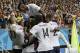 French players celebrate after France's Karim Benzema, left, scored his side's fourth goal during the group E World Cup soccer match between Switzerland and France at the Arena Fonte Nova in Salvador, Brazil, Friday, June 20, 2014. (AP Photo/Christophe Ena)