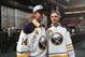 PHILADELPHIA, PA - JUNE 28: Eric Cornel, pick #41, poses with Sam Reinhart, pick #2, of the Buffalo Sabres on Day Two of the 2014 NHL Draft at the Wells Fargo Center on June 28, 2014 in Philadelphia, Pennsylvania. (Photo by Bruce Bennett/Getty Images)