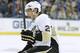 Pittsburgh Penguins defenseman Matt Niskanen (2) celebrates his game-winning goal against the Tampa Bay Lightning during the third period of an NHL hockey game Saturday, Oct. 12, 2013, in Tampa, Fla. The Penguins won the game 5-4. (AP Photo/Chris O'Meara)