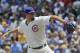 Chicago Cubs starting pitcher Jason Hammel delivers during the first inning of a baseball game against the Pittsburgh Pirates, Sunday, June 22, 2014, in Chicago. (AP Photo/Matt Marton)